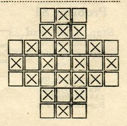 An illustration from Problems In ' Puzzle Peg', and New Problems In ' Puzzle Peg', 1922, leaf 114