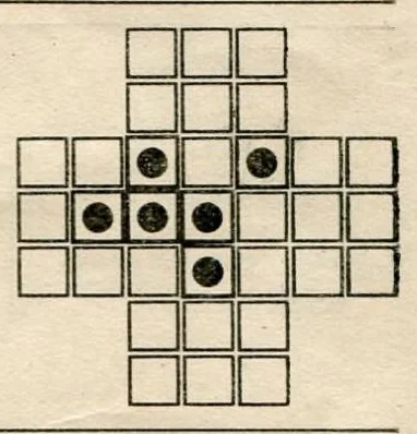 An illustration from Problems In ' Puzzle Peg', and New Problems In ' Puzzle Peg', 1922, leaf 28