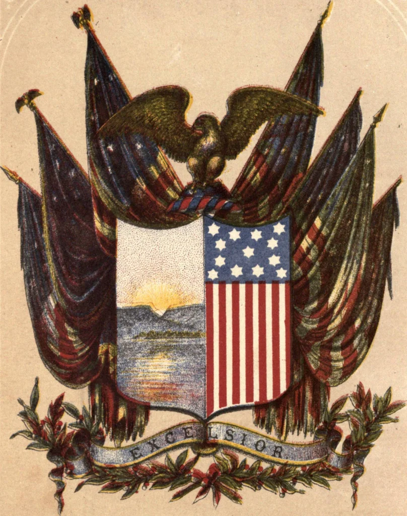 An illustration from Proceedings attending the presentation of regimental colors to the Legislature, April 20, 1864, 1864, leaf 7