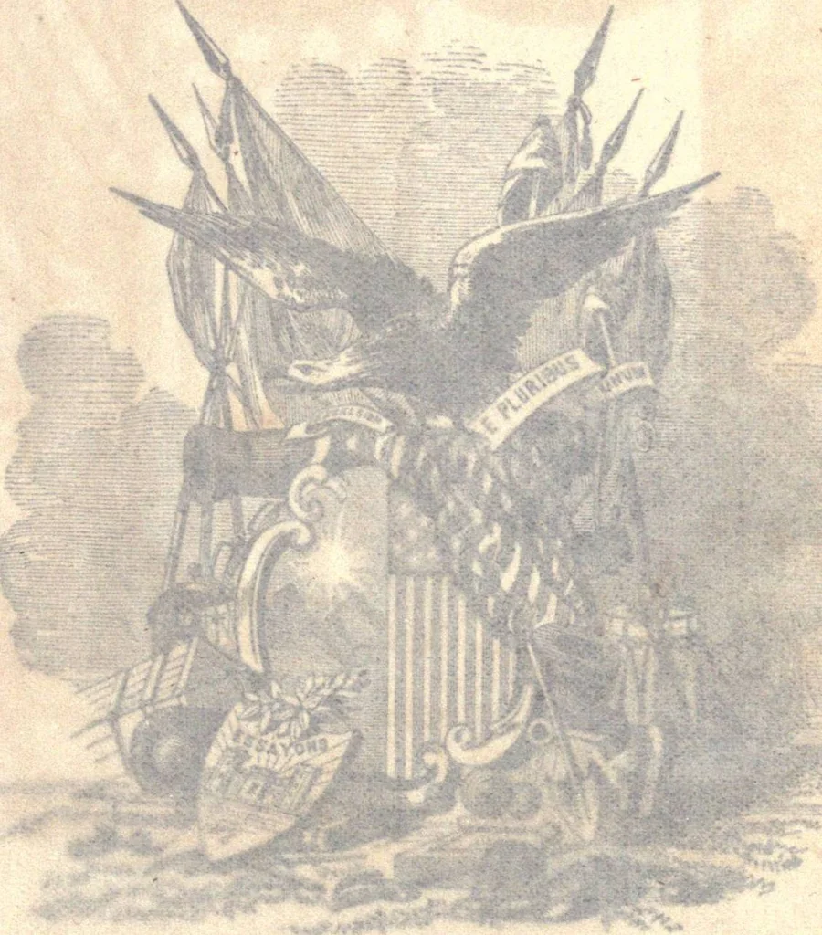 An illustration from Proceedings attending the presentation of regimental colors to the Legislature, April 20, 1864, 1864, leaf 8