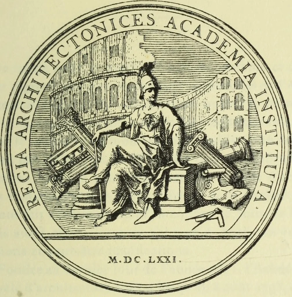 An illustration from Procès-verbaux, 1671-1793; publiés pour la Société de l'histoire de l'art français sous le patronage de l'Académie des beaux arts par Henry Lemonnier, 1911, leaf 14