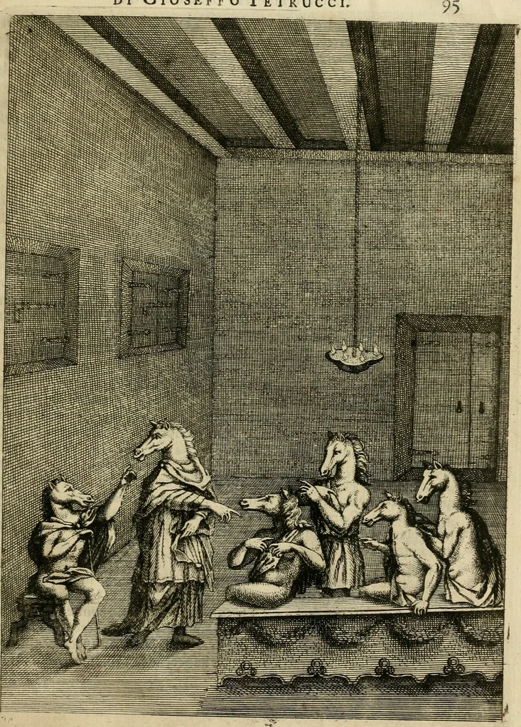 An illustration from Prodomo apologetico alli studi Chircheriani : opera di Gioseffo Petrucci, romano, nella quale con un'apparato di saggi diversi, si dà prova dell' esquisito studio ha tenuto il celebratissimo padre Atanasio Chircher, circa il credere all' opinioni degli scrittori, sì de' tempi andati, come de' presenti, e particolarmente intorno a quelle cose naturali dell' India, che gli furon portate, ò reserte dá quei, che abitarono quelle parti, 1677, leaf 120