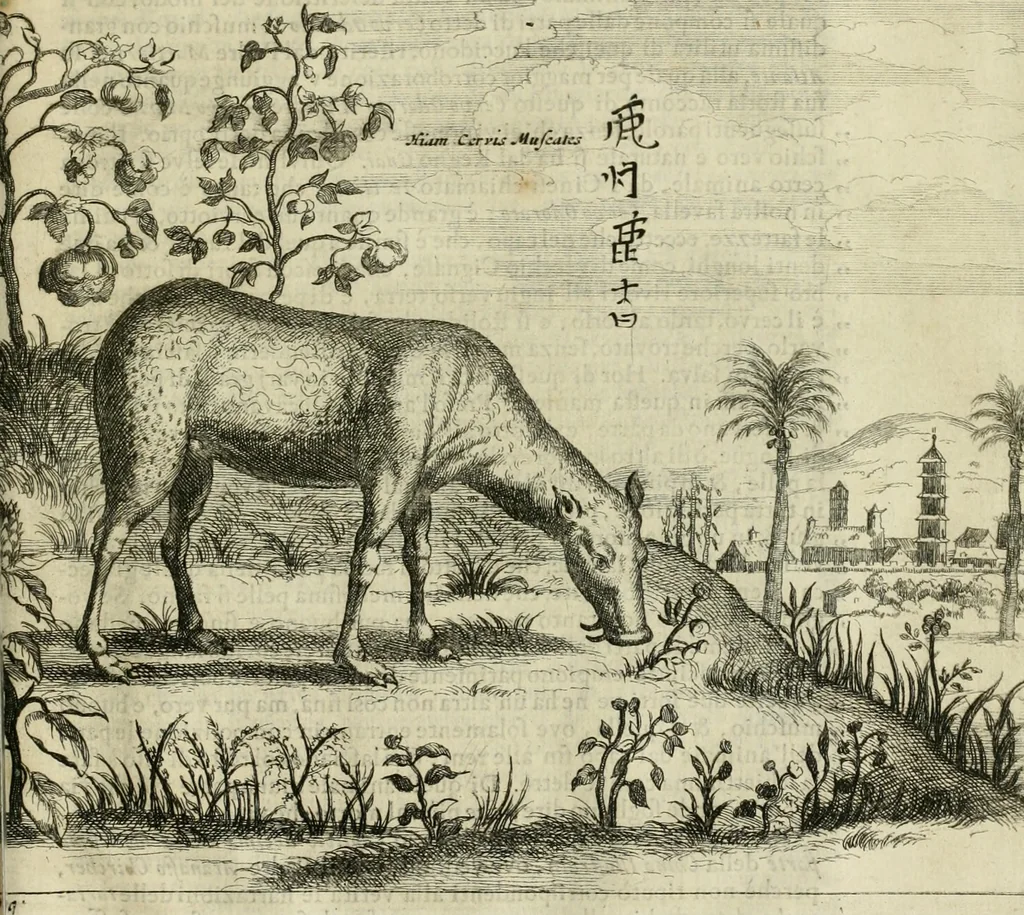 An illustration from Prodomo apologetico alli studi Chircheriani : opera di Gioseffo Petrucci, romano, nella quale con un'apparato di saggi diversi, si dà prova dell' esquisito studio ha tenuto il celebratissimo padre Atanasio Chircher, circa il credere all' opinioni degli scrittori, sì de' tempi andati, come de' presenti, e particolarmente intorno a quelle cose naturali dell' India, che gli furon portate, ò reserte dá quei, che abitarono quelle parti, 1677, leaf 212