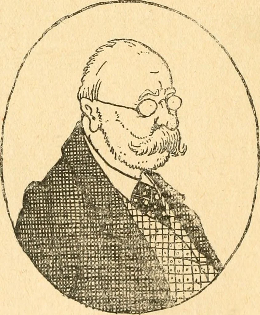 An illustration from Professeur Knatschké; oeuvres choisies du grand savant allemand et de sa fille Elsa. Recueillies et illustrées pour les Alsaciens par Hansi. Fidèlement traduites en français par H.P. Colle, 1916, leaf 105