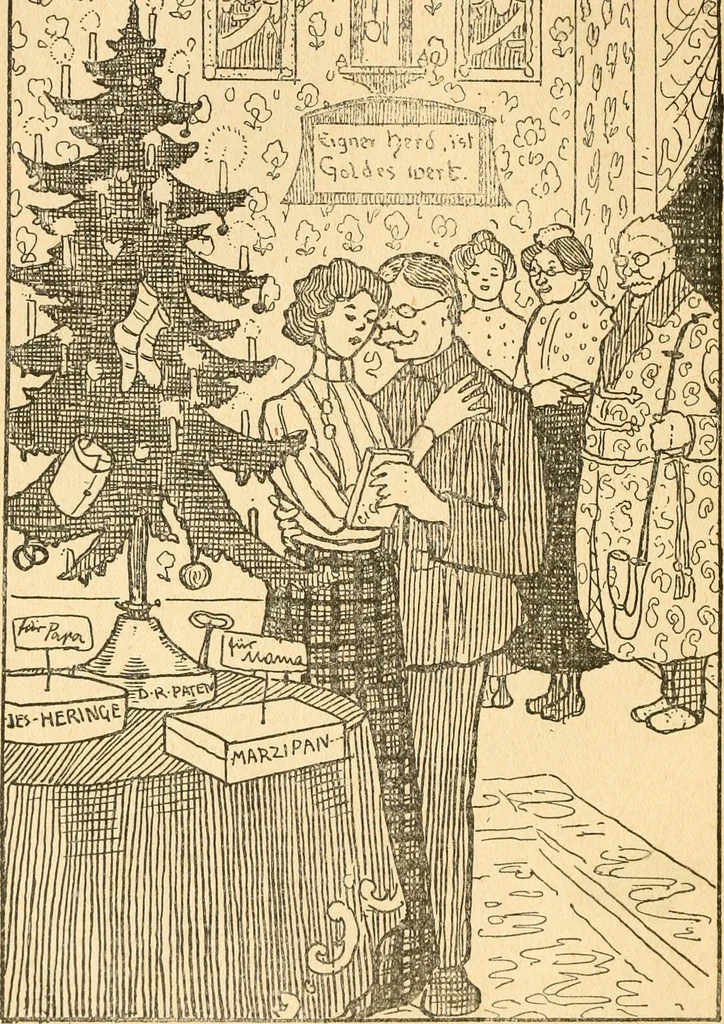 An illustration from Professeur Knatschké; oeuvres choisies du grand savant allemand et de sa fille Elsa. Recueillies et illustrées pour les Alsaciens par Hansi. Fidèlement traduites en français par H.P. Colle, 1916, leaf 113