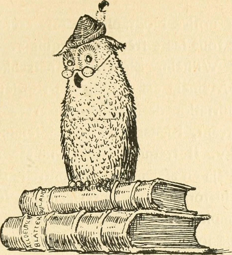 An illustration from Professeur Knatschké; oeuvres choisies du grand savant allemand et de sa fille Elsa. Recueillies et illustrées pour les Alsaciens par Hansi. Fidèlement traduites en français par H.P. Colle, 1916, leaf 22
