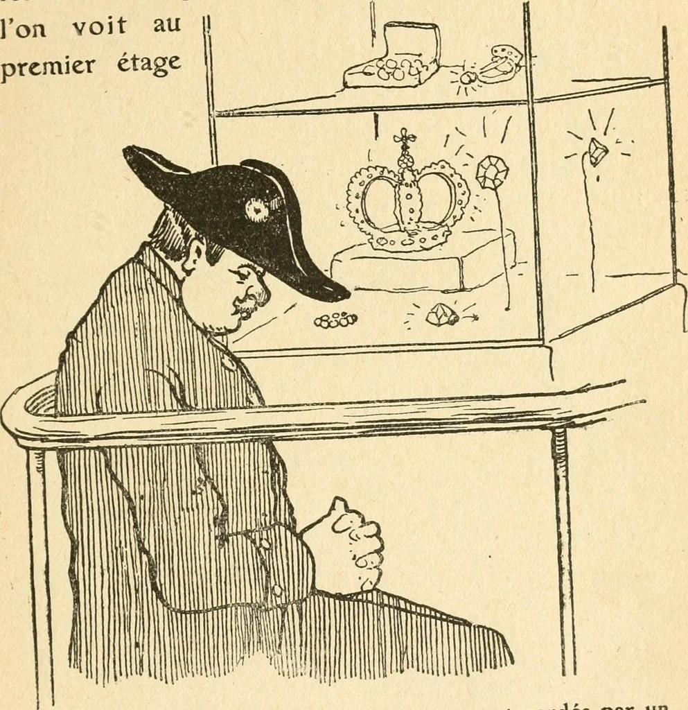 An illustration from Professeur Knatschké; oeuvres choisies du grand savant allemand et de sa fille Elsa. Recueillies et illustrées pour les Alsaciens par Hansi. Fidèlement traduites en français par H.P. Colle, 1916, leaf 36