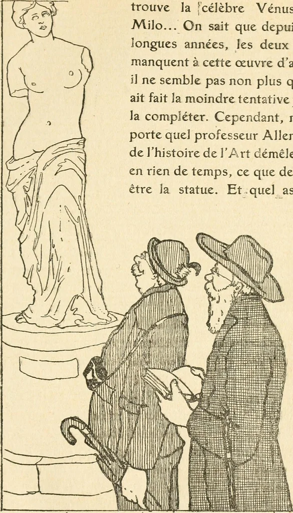 An illustration from Professeur Knatschké; oeuvres choisies du grand savant allemand et de sa fille Elsa. Recueillies et illustrées pour les Alsaciens par Hansi. Fidèlement traduites en français par H.P. Colle, 1916, leaf 38