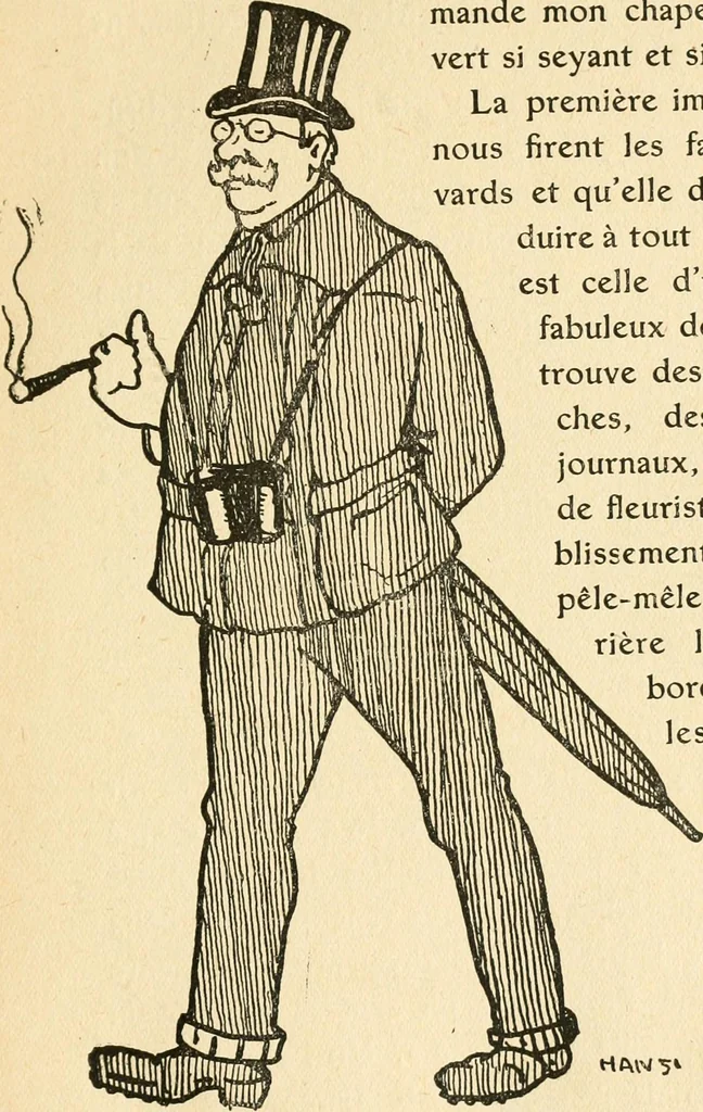 An illustration from Professeur Knatschké; oeuvres choisies du grand savant allemand et de sa fille Elsa. Recueillies et illustrées pour les Alsaciens par Hansi. Fidèlement traduites en français par H.P. Colle, 1916, leaf 40