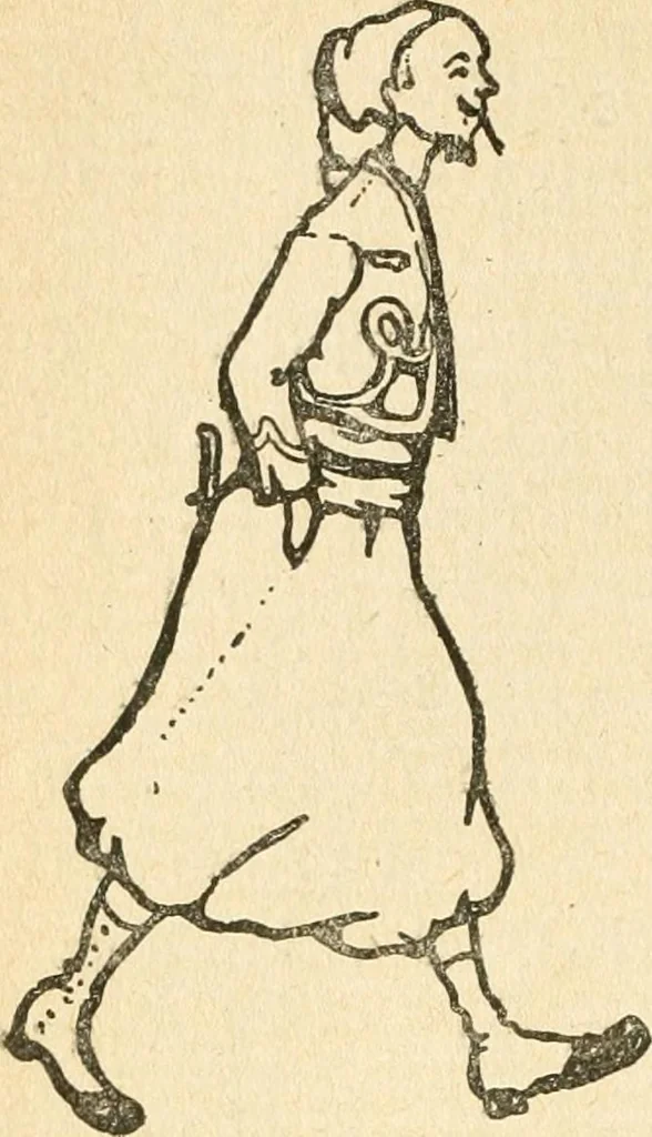 An illustration from Professeur Knatschké; oeuvres choisies du grand savant allemand et de sa fille Elsa. Recueillies et illustrées pour les Alsaciens par Hansi. Fidèlement traduites en français par H.P. Colle, 1916, leaf 41