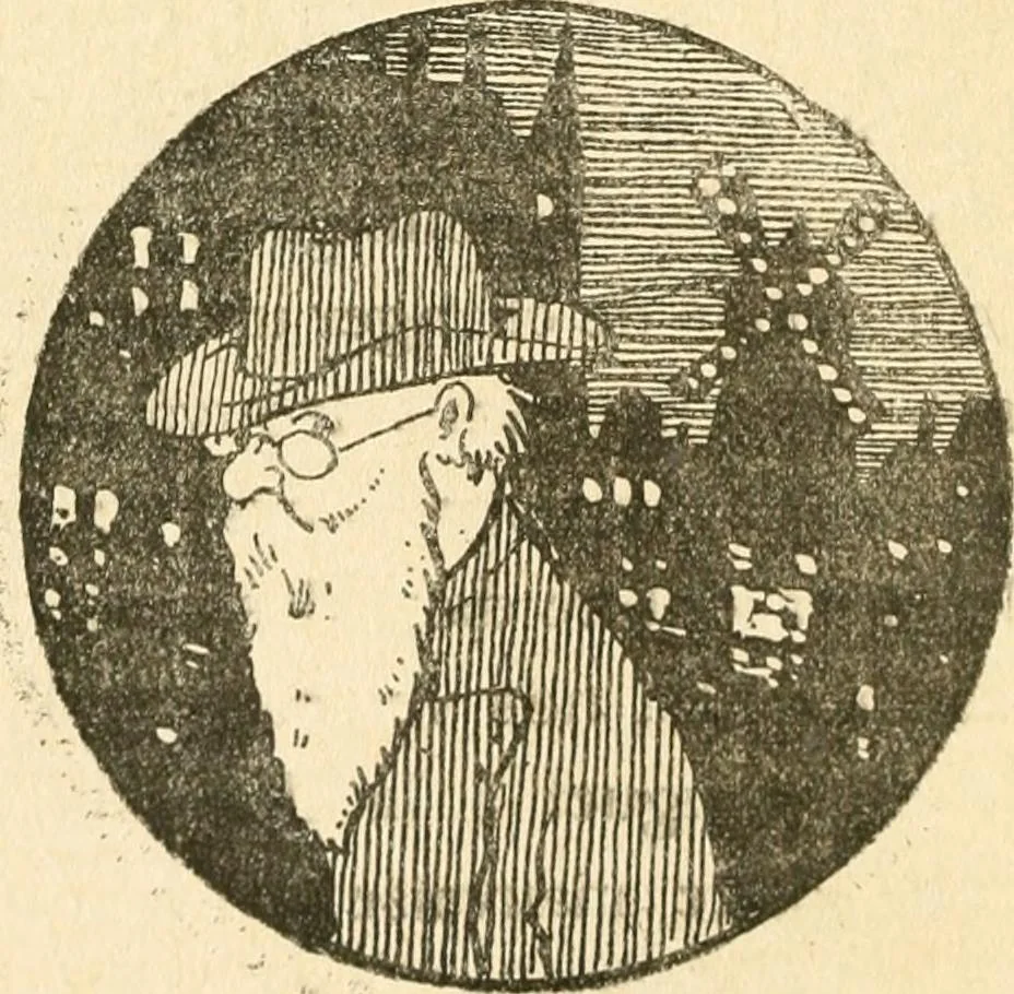 An illustration from Professeur Knatschké; oeuvres choisies du grand savant allemand et de sa fille Elsa. Recueillies et illustrées pour les Alsaciens par Hansi. Fidèlement traduites en français par H.P. Colle, 1916, leaf 49