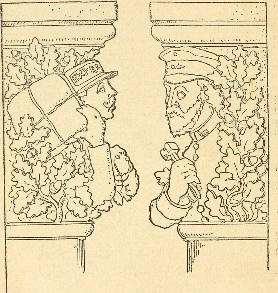 An illustration from Professeur Knatschké; oeuvres choisies du grand savant allemand et de sa fille Elsa. Recueillies et illustrées pour les Alsaciens par Hansi. Fidèlement traduites en français par H.P. Colle, 1916, leaf 73