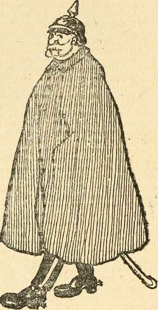An illustration from Professeur Knatschké; oeuvres choisies du grand savant allemand et de sa fille Elsa. Recueillies et illustrées pour les Alsaciens par Hansi. Fidèlement traduites en français par H.P. Colle, 1916, leaf 77
