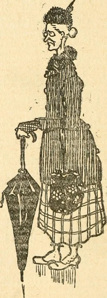 An illustration from Professeur Knatschké; oeuvres choisies du grand savant allemand et de sa fille Elsa. Recueillies et illustrées pour les Alsaciens par Hansi. Fidèlement traduites en français par H.P. Colle, 1916, leaf 89