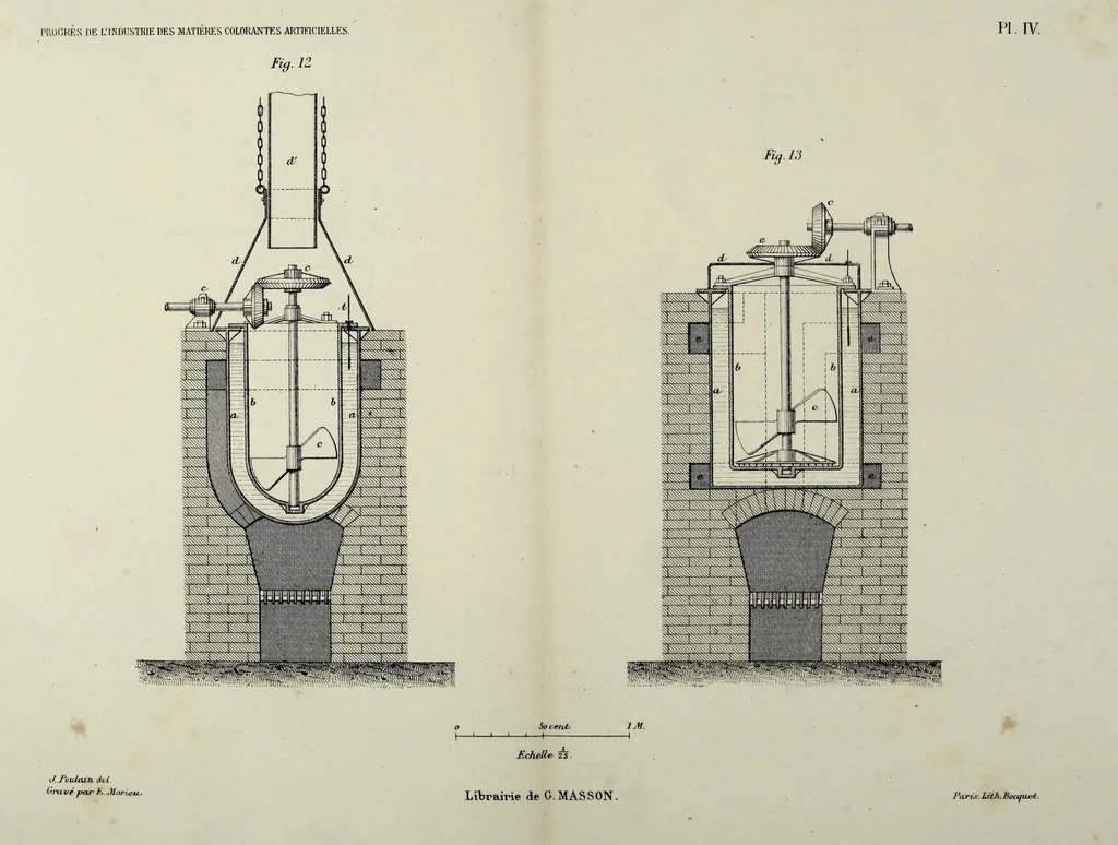 An illustration from Progrès de l'industrie des matières colorantes artificielles, 1876, leaf 223