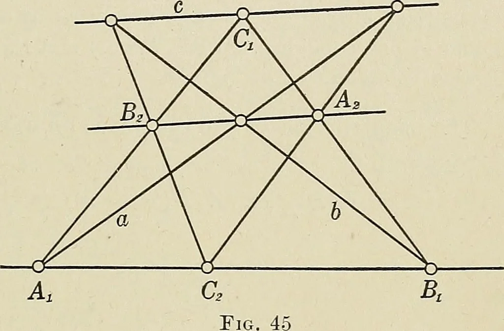 An illustration from Projective geometry, 1910, leaf 114