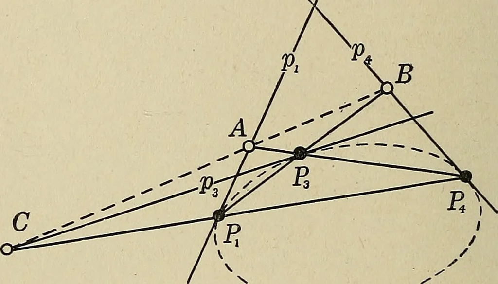 An illustration from Projective geometry, 1910, leaf 131
