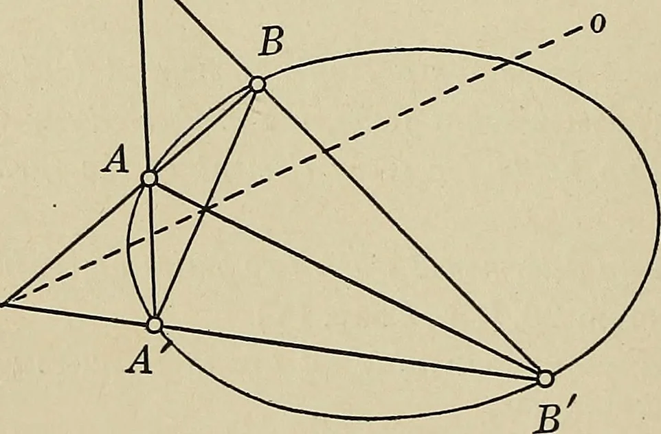 An illustration from Projective geometry, 1910, leaf 237