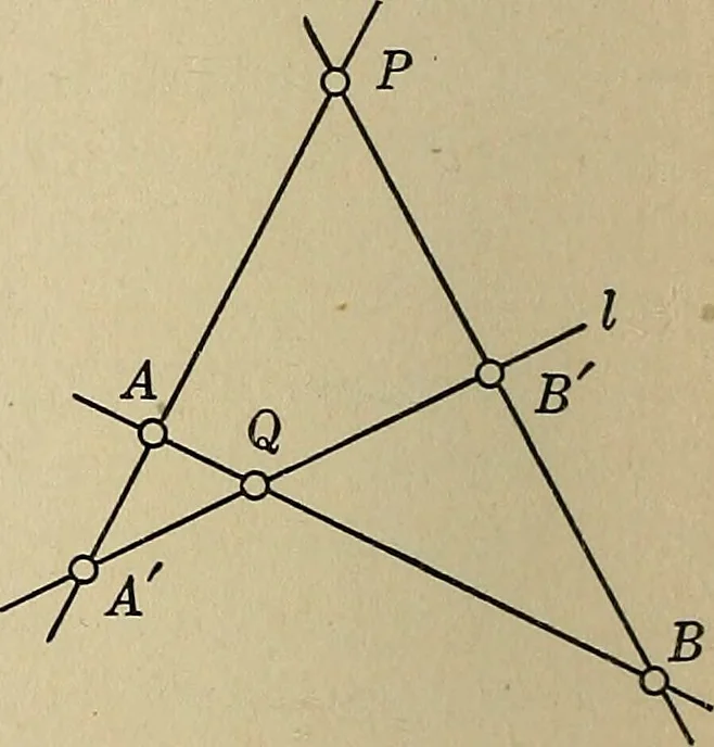 An illustration from Projective geometry, 1910, leaf 33