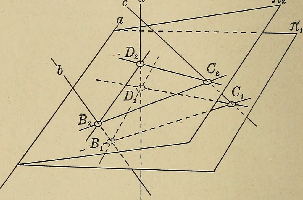 An illustration from Projective geometry, 1910, leaf 331