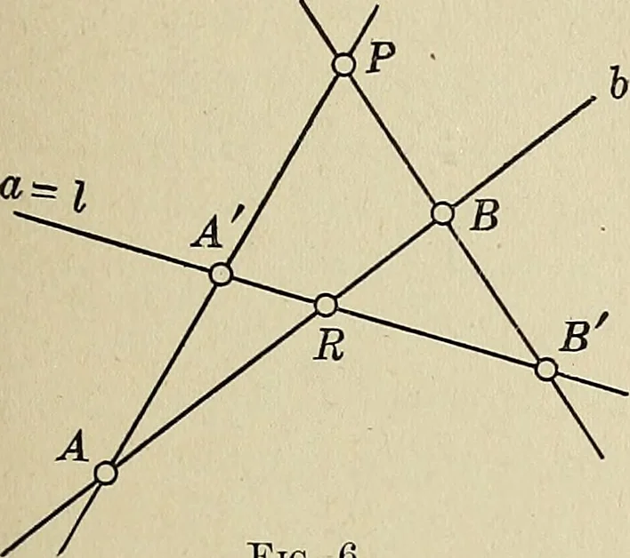 An illustration from Projective geometry, 1910, leaf 34