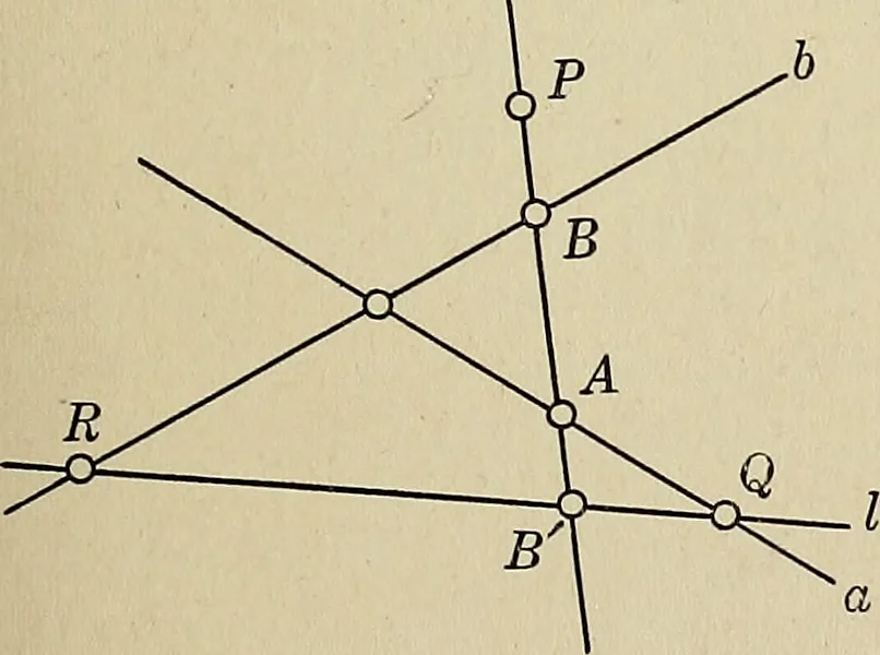 An illustration from Projective geometry, 1910, leaf 34