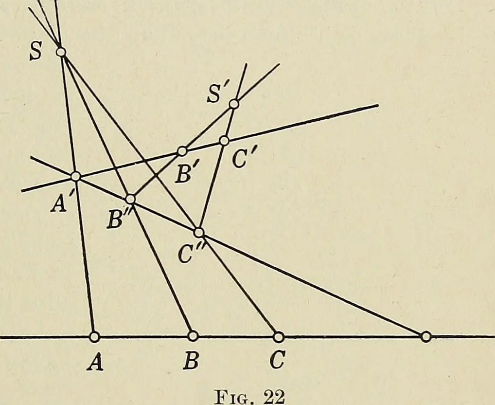 An illustration from Projective geometry, 1910, leaf 74