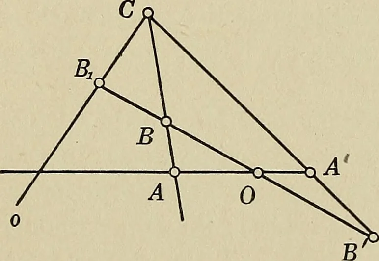 An illustration from Projective geometry, 1910, leaf 87
