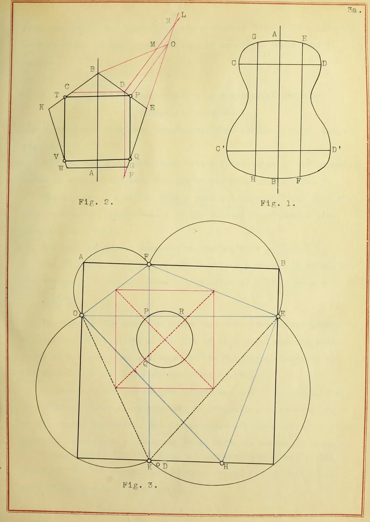 An illustration from The projective and kinematic geometry of closed polygons, 1914, leaf 16