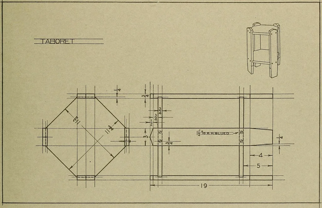 An illustration from Projects for beginning woodwork and mechanical drawing, 1912, leaf 110