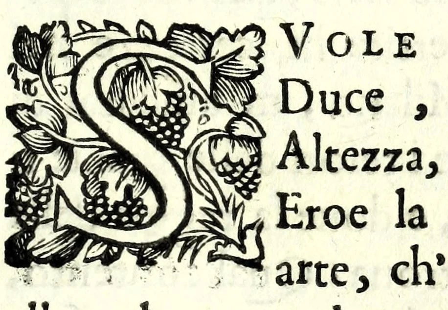 An illustration from Prologhi di Domenico Bruni, detto Fuluio, comico di Madama sereniss. principessa di Piemonte, 1623, leaf 47