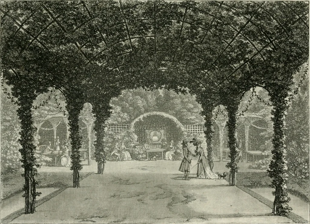 An illustration from Promenades, ou, Itinéraire des jardins de Chantilly : orné d'un plan et de vingt estampes qui en représentent les principales vues, 1791, leaf 60