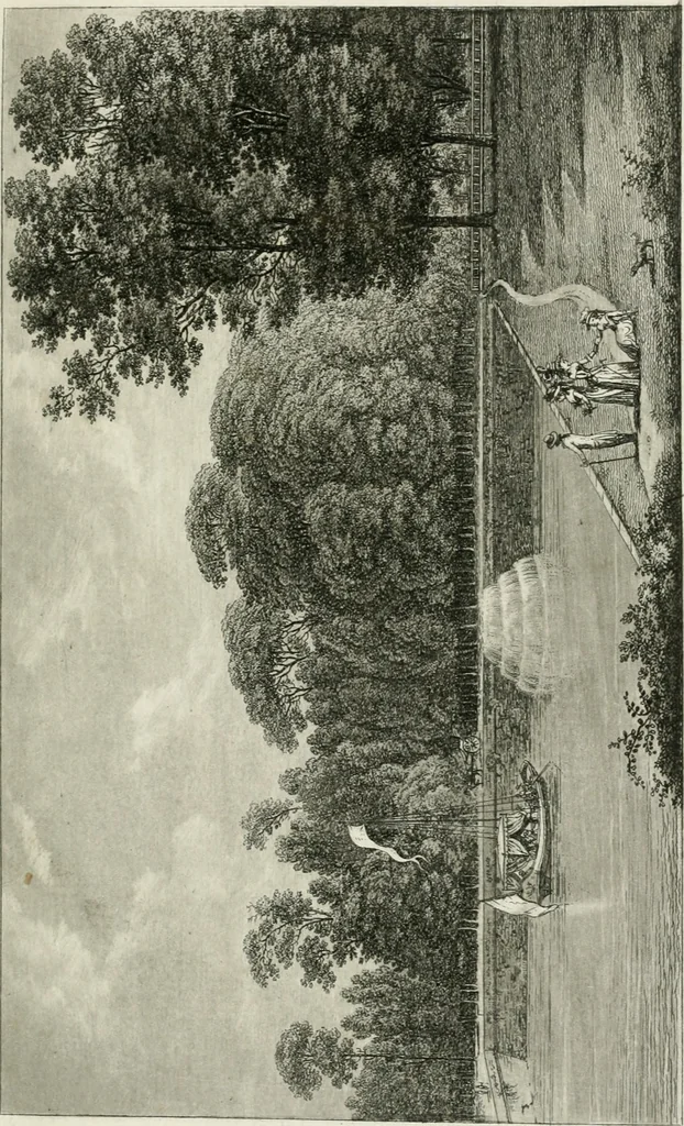 An illustration from Promenades, ou, Itinéraire des jardins de Chantilly : orné d'un plan et de vingt estampes qui en représentent les principales vues, 1791, leaf 76