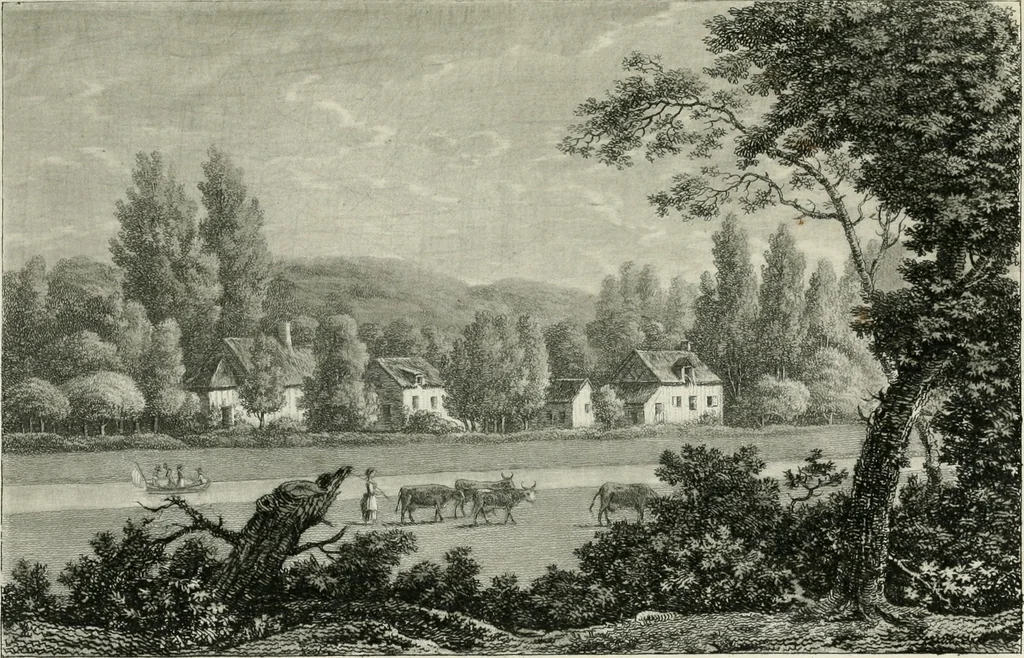 An illustration from Promenades, ou, Itinéraire des jardins de Chantilly : orné d'un plan et de vingt estampes qui en représentent les principales vues, 1791, leaf 78