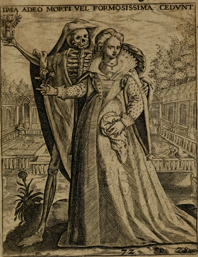 An illustration from Proscenivm vitæ hvmanæ, siue Emblematvm secvlarivm, ivcvndissima, & artificiosissima varietate vitæ hvmanæ & seculi huius deprauati mores, ac studia peruersissima adumbrantium: et Latinis versibvs, explicatorum, decades septem multis figuris adauctæ, & in vsum studiosæ inprimis iuuentutis ita adornatæ vt instar albi amicorvm sodalitatum symbolis, & insigniis conscribendis depingendisq; inseruire commode possint, 1627, leaf 156