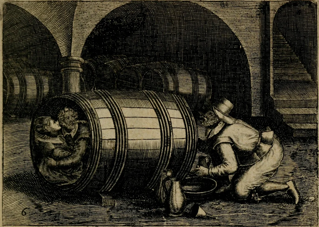 An illustration from Proscenivm vitæ hvmanæ, siue Emblematvm secvlarivm, ivcvndissima, & artificiosissima varietate vitæ hvmanæ & seculi huius deprauati mores, ac studia peruersissima adumbrantium: et Latinis versibvs, explicatorum, decades septem multis figuris adauctæ, & in vsum studiosæ inprimis iuuentutis ita adornatæ vt instar albi amicorvm sodalitatum symbolis, & insigniis conscribendis depingendisq; inseruire commode possint, 1627, leaf 32
