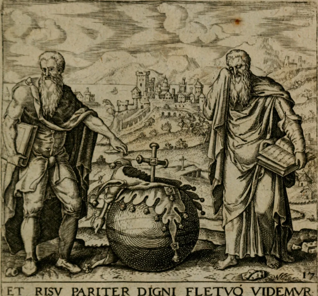 An illustration from Proscenivm vitæ hvmanæ, siue Emblematvm secvlarivm, ivcvndissima, & artificiosissima varietate vitæ hvmanæ & seculi huius deprauati mores, ac studia peruersissima adumbrantium: et Latinis versibvs, explicatorum, decades septem multis figuris adauctæ, & in vsum studiosæ inprimis iuuentutis ita adornatæ vt instar albi amicorvm sodalitatum symbolis, & insigniis conscribendis depingendisq; inseruire commode possint, 1627, leaf 54