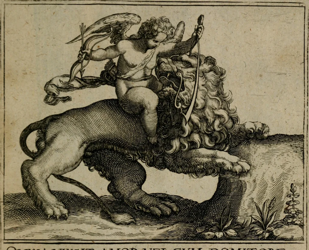 An illustration from Proscenivm vitæ hvmanæ, siue Emblematvm secvlarivm, ivcvndissima, & artificiosissima varietate vitæ hvmanæ & seculi huius deprauati mores, ac studia peruersissima adumbrantium: et Latinis versibvs, explicatorum, decades septem multis figuris adauctæ, & in vsum studiosæ inprimis iuuentutis ita adornatæ vt instar albi amicorvm sodalitatum symbolis, & insigniis conscribendis depingendisq; inseruire commode possint, 1627, leaf 64