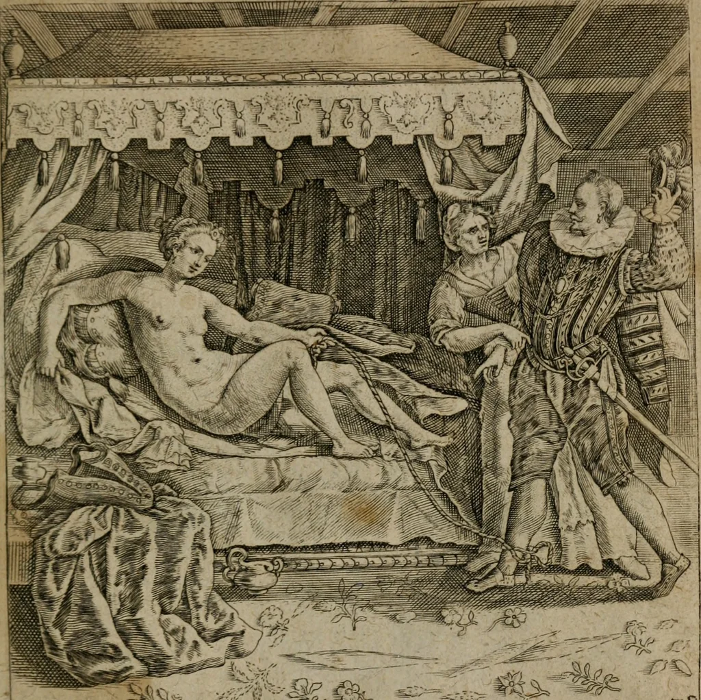 An illustration from Proscenivm vitæ hvmanæ, siue Emblematvm secvlarivm, ivcvndissima, & artificiosissima varietate vitæ hvmanæ & seculi huius deprauati mores, ac studia peruersissima adumbrantium: et Latinis versibvs, explicatorum, decades septem multis figuris adauctæ, & in vsum studiosæ inprimis iuuentutis ita adornatæ vt instar albi amicorvm sodalitatum symbolis, & insigniis conscribendis depingendisq; inseruire commode possint, 1627, leaf 72