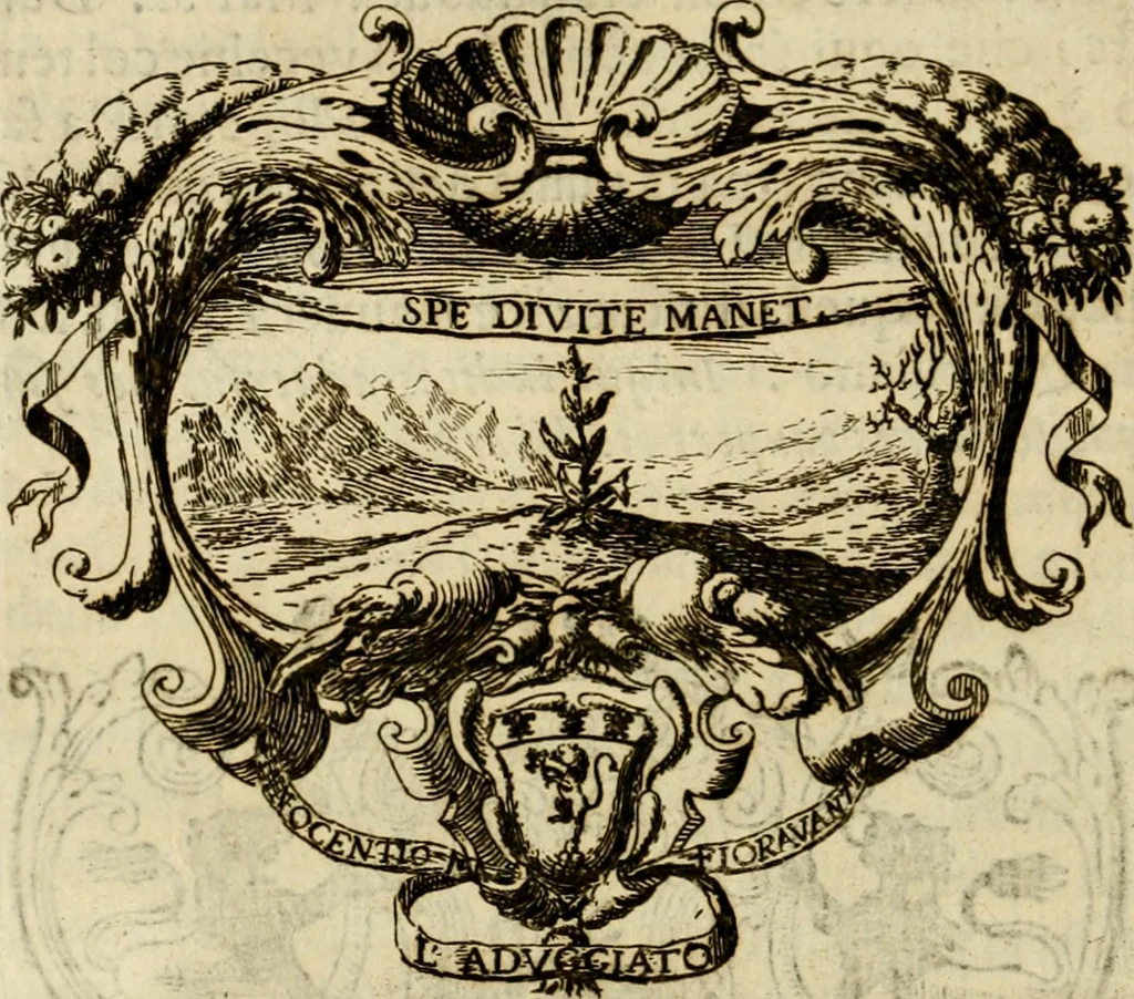 An illustration from Prose de' signori accademici Gelati di Bologna ... : colle loro imprese anteposte a' discorsi, 1671, leaf 205