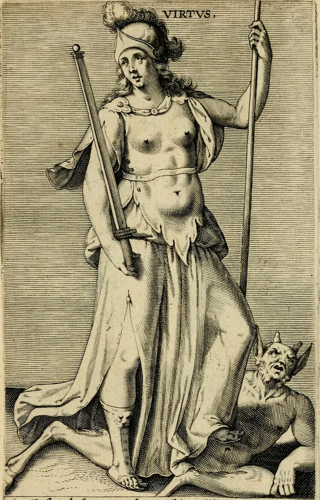 An illustration from Prosopographia, sive, Virtvtvm, animi, corporis, bonorvm externorvm, vitiorvm, et affectvvm variorvm delineatio, 1600, leaf 10