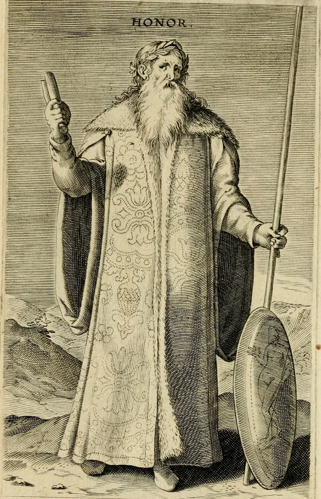 An illustration from Prosopographia, sive, Virtvtvm, animi, corporis, bonorvm externorvm, vitiorvm, et affectvvm variorvm delineatio, 1600, leaf 44