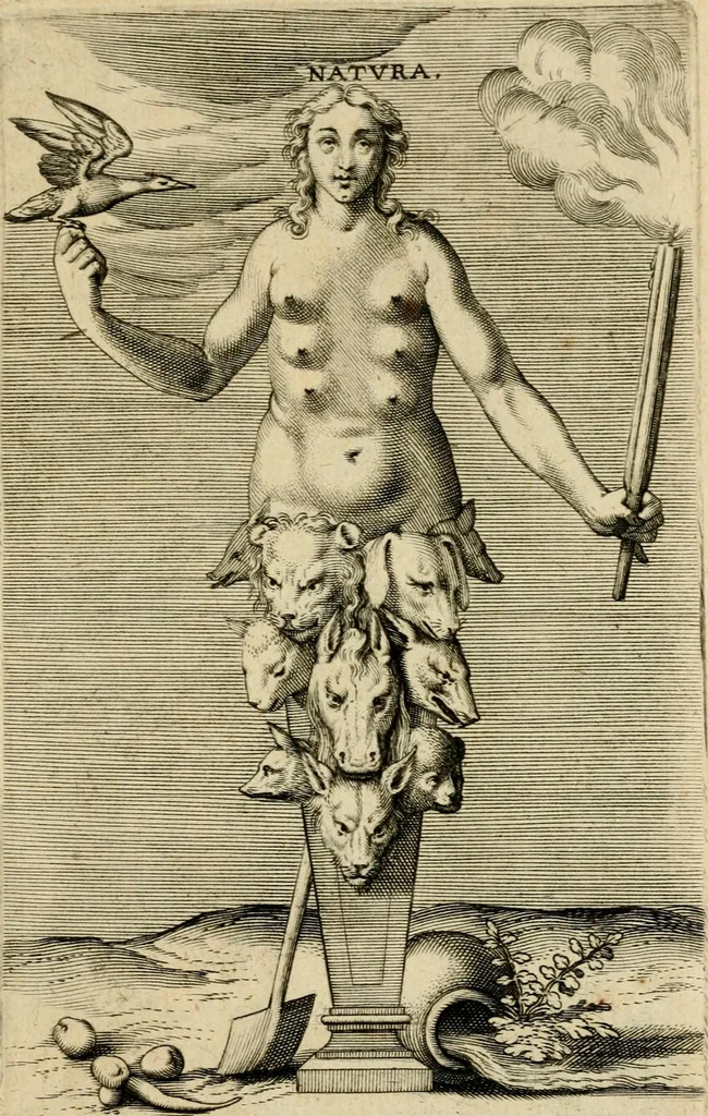 An illustration from Prosopographia, sive, Virtvtvm, animi, corporis, bonorvm externorvm, vitiorvm, et affectvvm variorvm delineatio, 1600, leaf 8