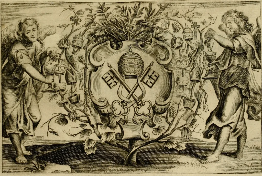 An illustration from Prosperi Fagnani Jus canonicum, sive, Commentaria absolutissima in V. libros decretales : cum indice copiosissimo rerum ac verborum alphabetica serie digesto, & iuxta materiarum varietatem distincto : tomus primus[-quintus] complectens primam[-secundam] partem primi libri Decretalium, 1676, leaf 6