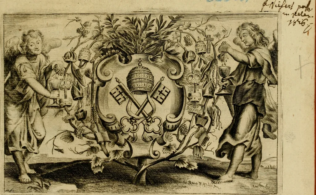 An illustration from Prosperi Fagnani Jus canonicum, sive, Commentaria absolutissima in V. libros decretales : cum indice copiosissimo rerum ac verborum alphabetica serie digesto, & iuxta materiarum varietatem distincto : tomus primus[-quintus] complectens primam[-secundam] partem primi libri Decretalium, 1676, leaf 4