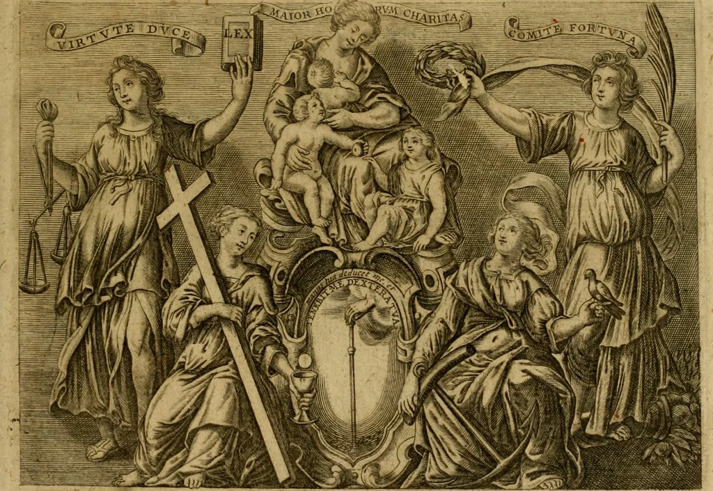 An illustration from Prosperi Fagnani Jus canonicum, sive, Commentaria absolutissima in V. libros decretales : cum indice copiosissimo rerum ac verborum alphabetica serie digesto, & iuxta materiarum varietatem distincto : tomus primus[-quintus] complectens primam[-secundam] partem primi libri Decretalium, 1676, leaf 4