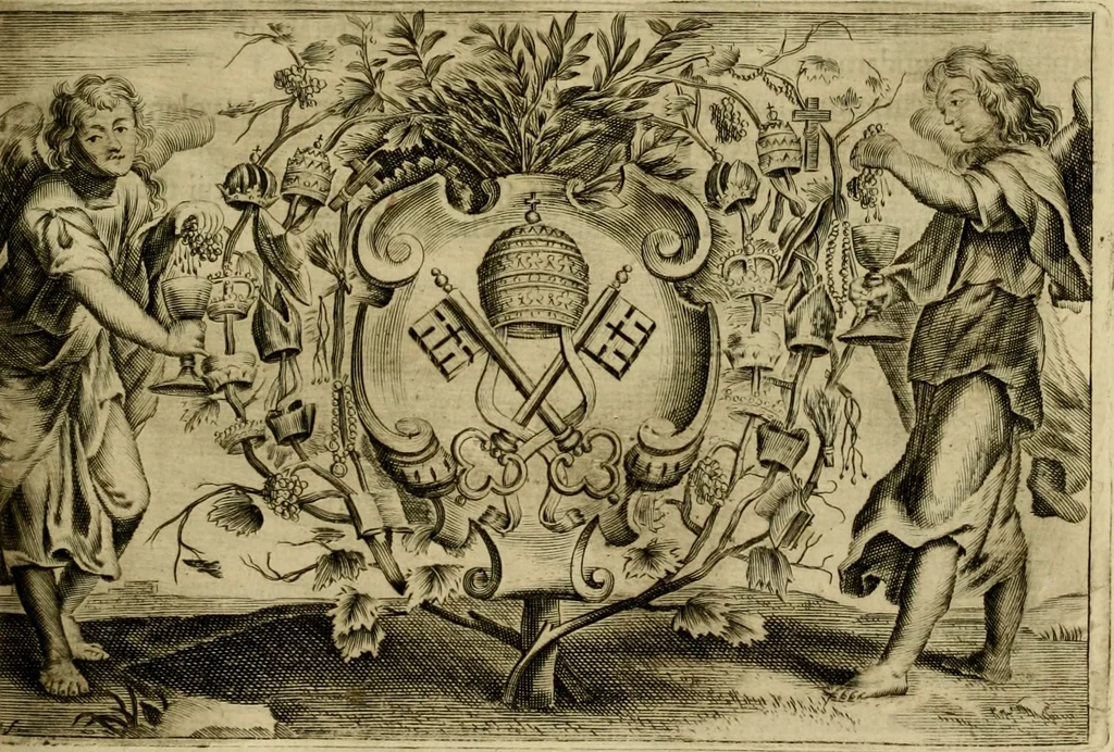 An illustration from Prosperi Fagnani Jus canonicum, sive, Commentaria absolutissima in V. libros decretales : cum indice copiosissimo rerum ac verborum alphabetica serie digesto, & iuxta materiarum varietatem distincto : tomus primus[-quintus] complectens primam[-secundam] partem primi libri Decretalium, 1676, leaf 470