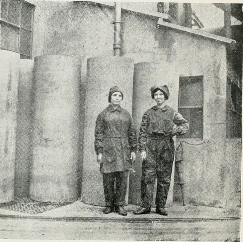 An illustration from Protective clothing for women and girl workers employed in the factories and workshops, 1917, leaf 11