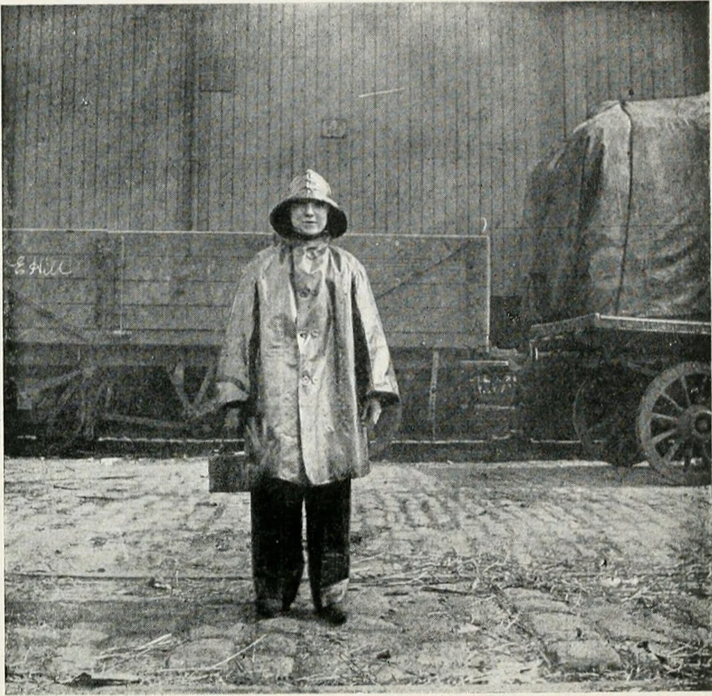 An illustration from Protective clothing for women and girl workers employed in the factories and workshops, 1917, leaf 13