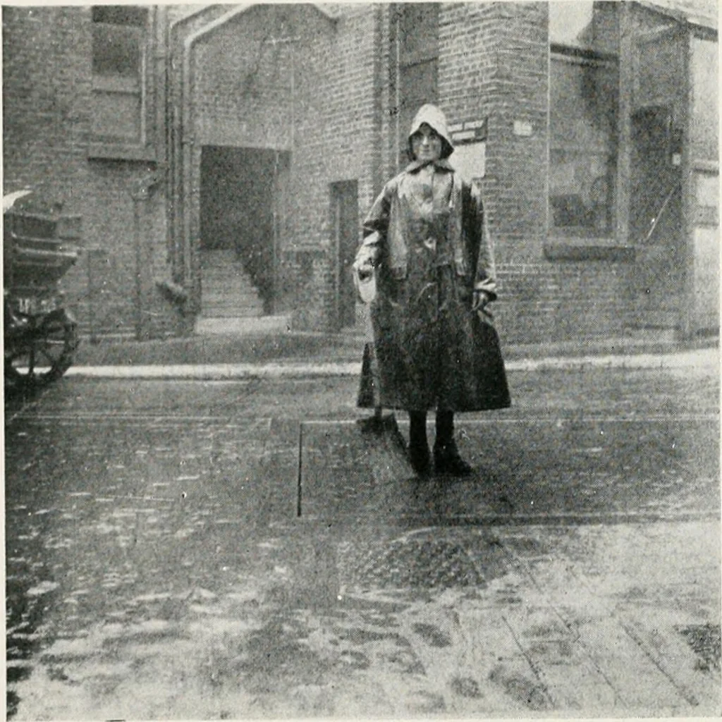 An illustration from Protective clothing for women and girl workers employed in the factories and workshops, 1917, leaf 13